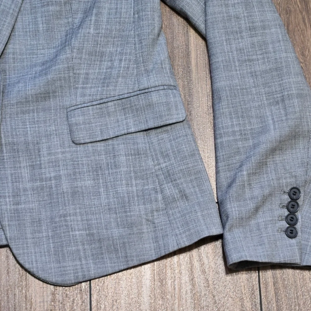 Ann Taylor Gray One Button Textured Blazer Jacket Size 6 Professional